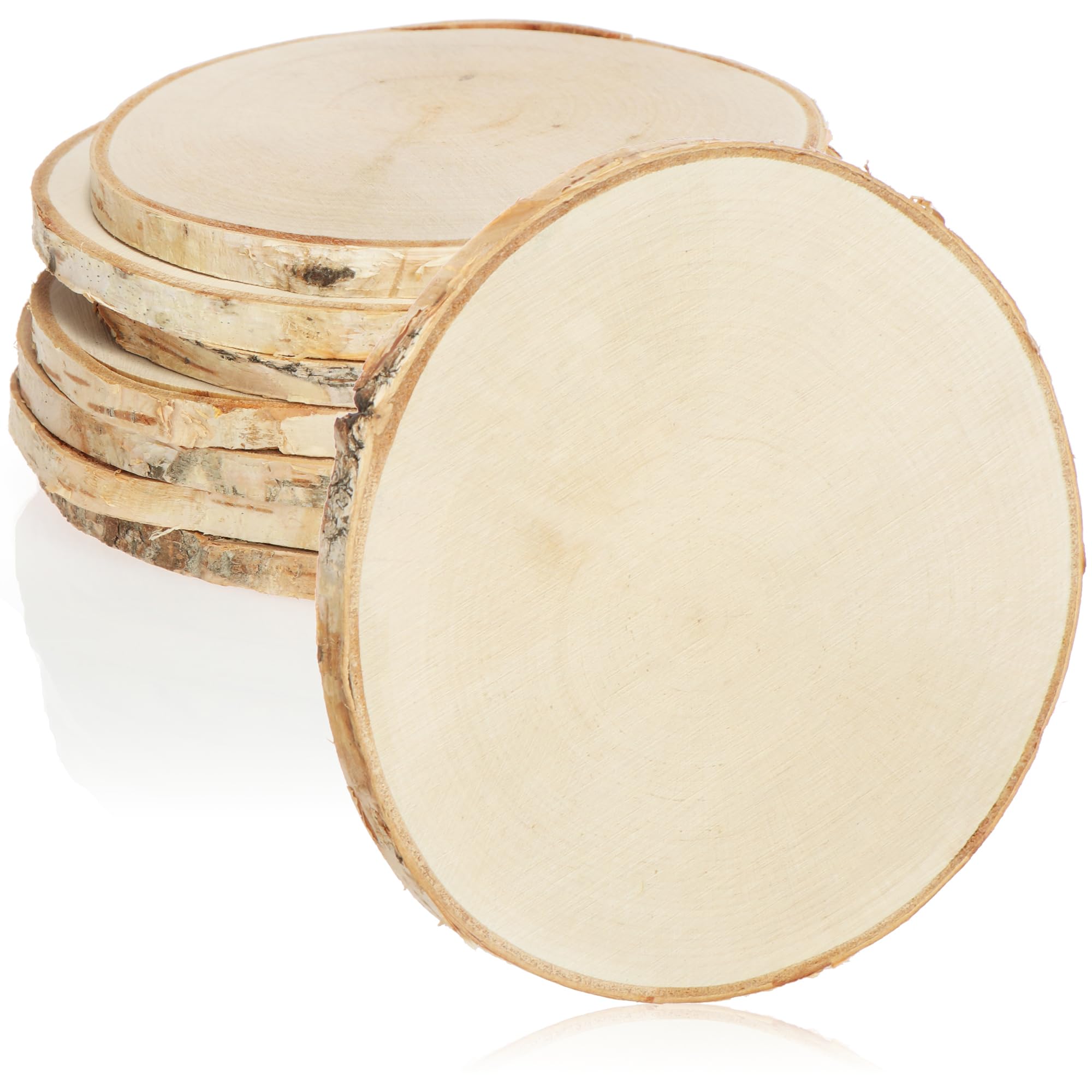 COM-FOUR® 8X Coasters Made of Natural Wood - Glass Coasters - Coasters for Glasses - Wooden Discs for handicrafts - Ø Approx. 11-13cm
