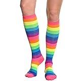Angelina NEON Rainbow Striped Knee High