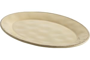Rachael Ray Cucina Dinnerware 10-Inch X 14-Inch Stoneware Oval Platter, Almond Cream