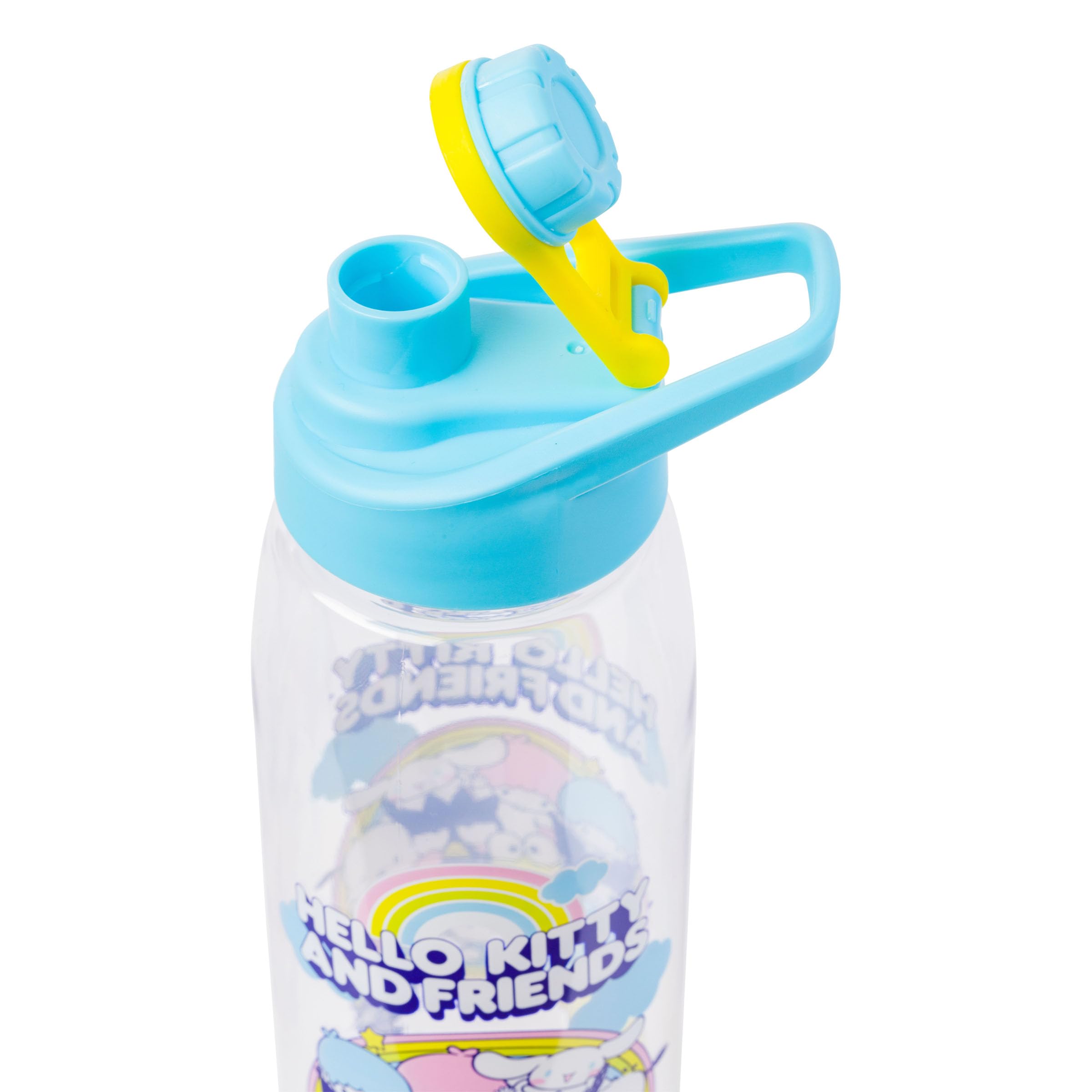 Silver Buffalo Sanrio Hello Kitty and Friends Little Twin Stars, Cinnamoroll, Kuromi, Keroppi, Badtz-Maru, Pochacco, Tuxedo Sam, My Melody, Pompompurin, Chococat Water Bottle with Screw Lid, 28 Ounces