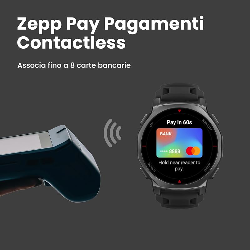 T-Rex 3 Pro Smartwatch Outdoor 44 mm Display AMOLED in zaffiro, torcia integrata, ghiera in titanio, GPS Dual-Band, mappe offline, fino a 17 giorni di autonomia, 10 ATM, 180+ modalità sportive