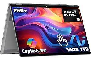 HP OmniBook X Flip x360 2-in-1 Laptop, 16" 2K IPS Touch Display 1920×1200, AMD Ryzen AI 5, 16GB RAM, 1TB SSD, Radeon 840M, Ba