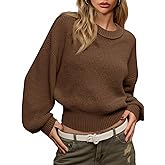 Saodimallsu Womens Batwing Long Sleeve Sweaters Casual Crewneck Loose Chunky Knit Fall Pullover Tops