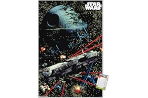 Trends International Star Wars: Saga - Space Battle Wall Poster, 22.375" x 34", Poster & Mount Bundle