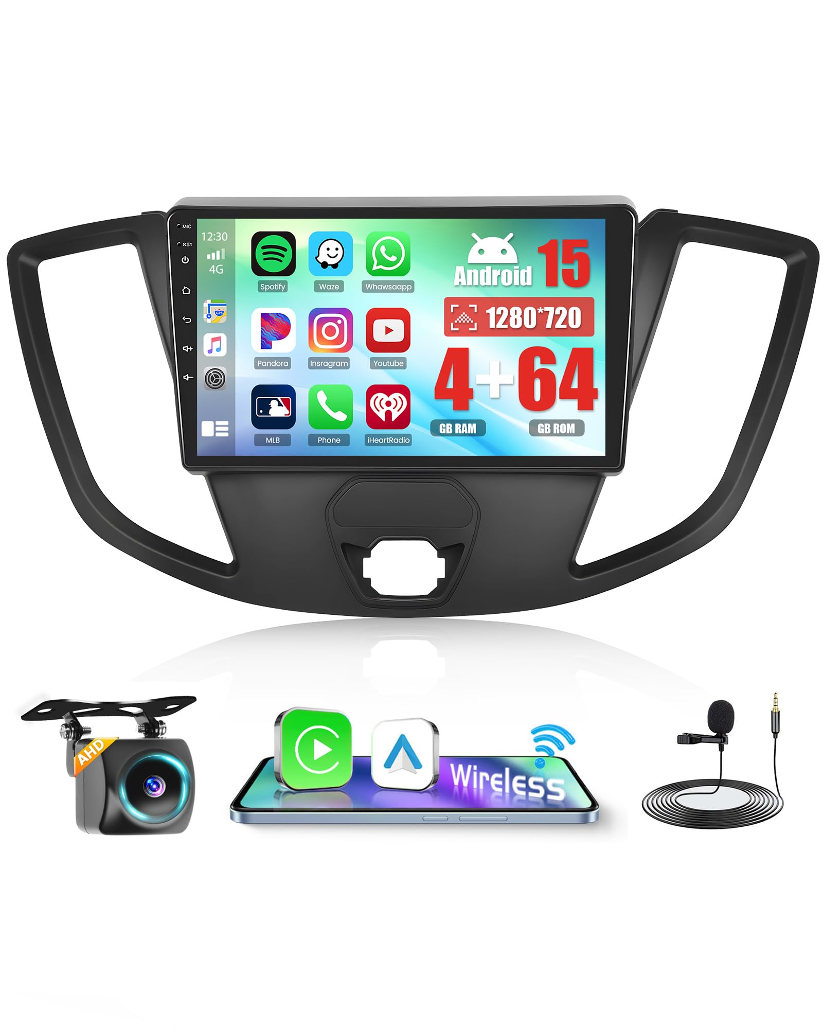 Photo 1 of [4+64G] Realdio Android 15 Car Radio for Ford Transit 2013-2019 with Wireless CarPlay Android Auto, 9 Inch Touch Screen Car Stereo for Transit with GPS WiFi, Bluetooth 5.0 FM/RDS 32EQ Backup Camera