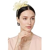 BABEYOND Fascinators Hats for Women - Tea Party Hats Kentucky Elegant Tulle Feather Bridal Wedding Ribbon Headband Hair Clip