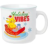 Silver Buffalo Pokémon “Holiday Vibes” Ceramic Camper Mug Featuring Pikachu, 20 Ounces