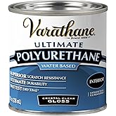 Varathane Water-Based Ultimate Gloss Polyurethane | Water-Based, Crystal Clear, Interior Wood Protection, Fast Dry Time, Scratch Resistance, Covers Up to 62 Sq Ft, Half Pint