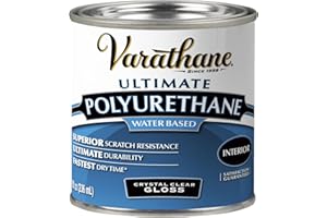 Varathane Water-Based Crystal-Clear Ultimate Polyurethane | Interior Wood Protection | Fast Dry Time | Easy Clean Up | Gloss | Half Pint