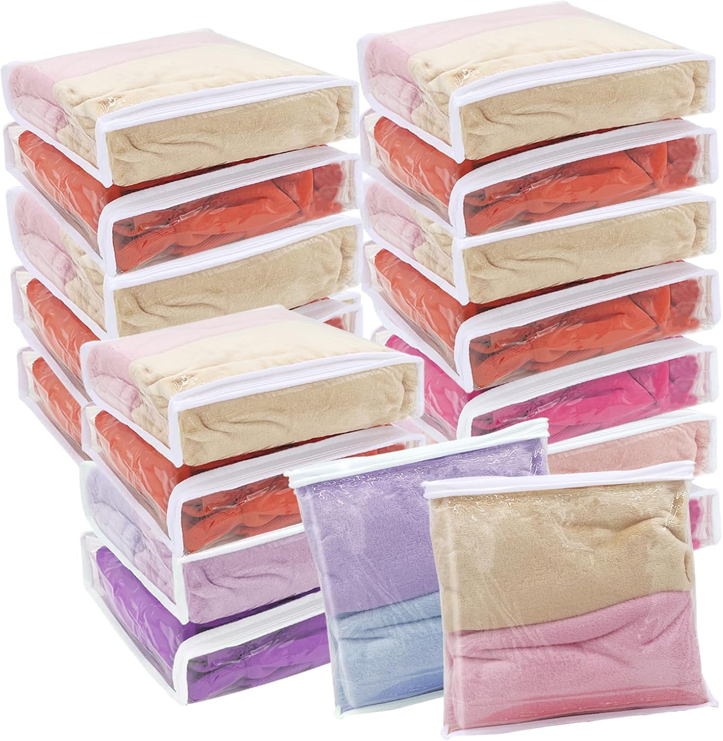 Sibosen 20 Pcs Clear Vinyl Zippered Clothes Storage Bags Plastic Closet Bags for Clothes,Sweater Bags Moth Proof,Storage Bags (26x26x6cm)