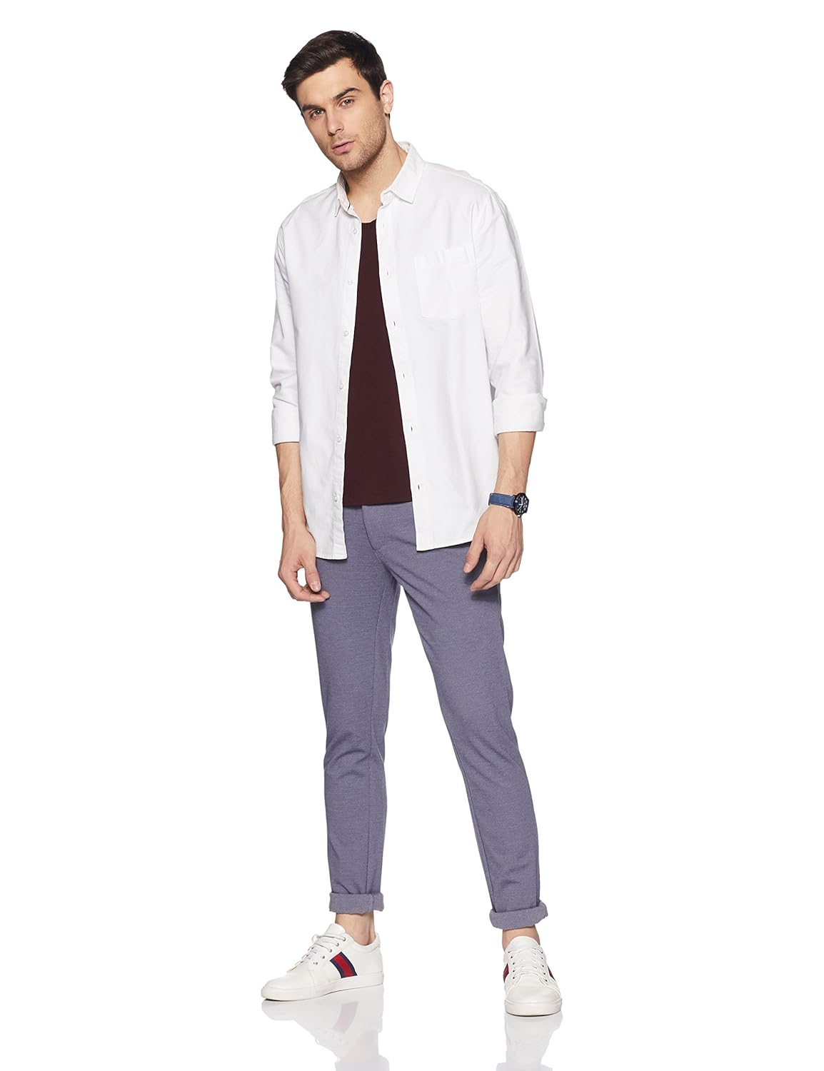 flying machine men's tapered fit casual trousers