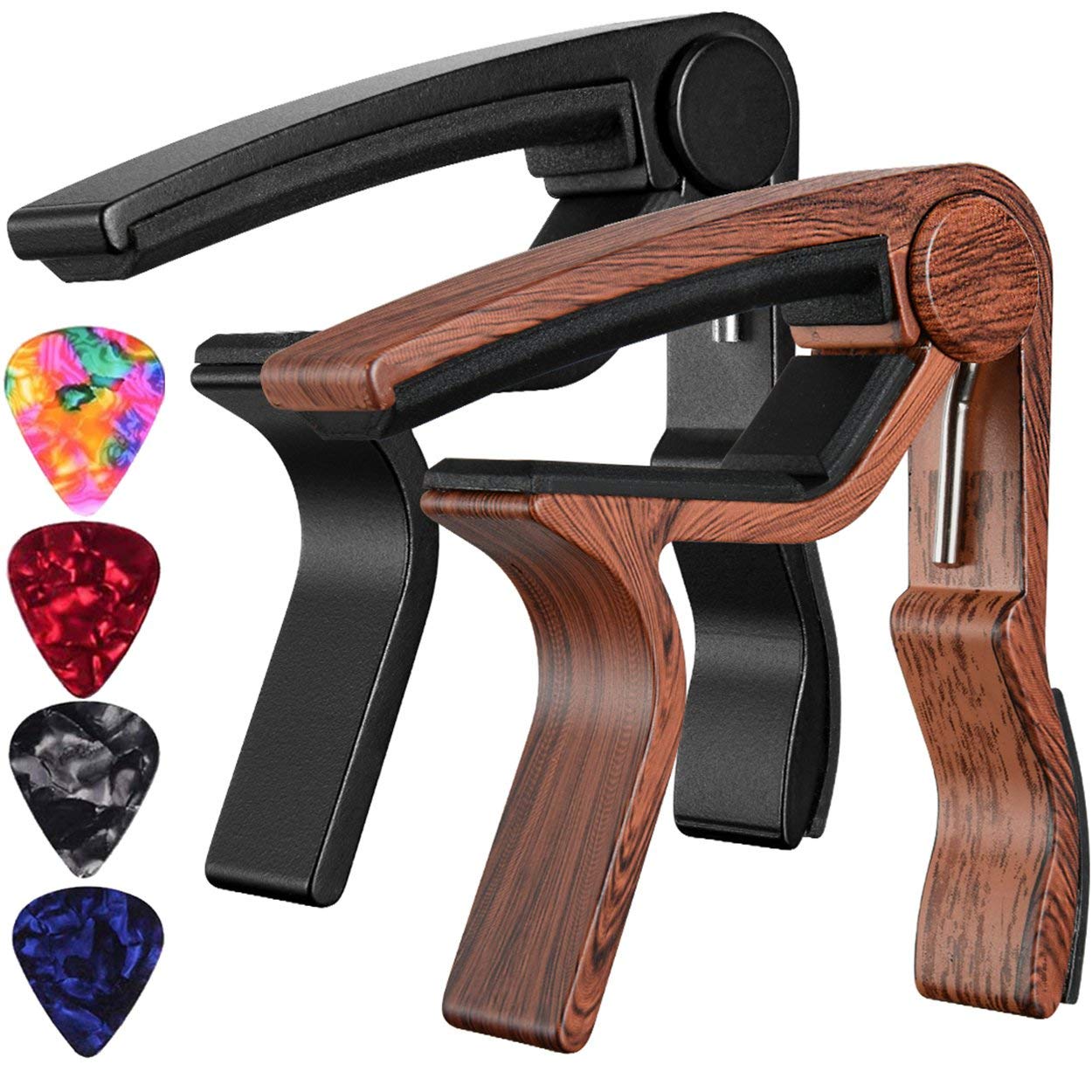 Capo Guitar Capo Rosewood Color Capo Black Capo 2-Pack Guitar Capos for Acoustic,Electric,Ukulele and Bass(1Rosewood+1 Black)