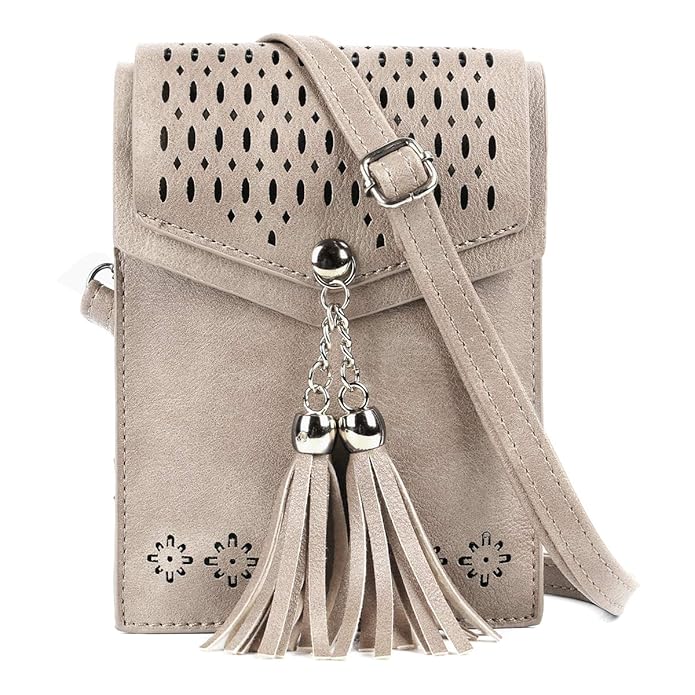seOSTO Women Small Crossbody Bag, Tassel Cell Phone Purse Wallet