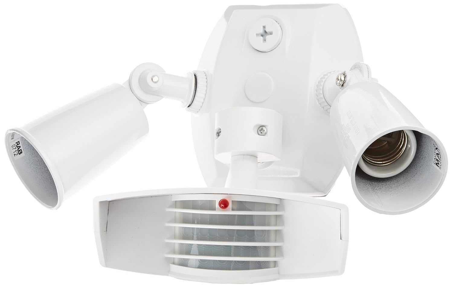 RAB Lighting STL110RW Stealth 110 Sensor with Twin Die Cast R90 PAR-38 Floods, Aluminum, 110 Degrees View Detection, 1000W Power, 120V, White
