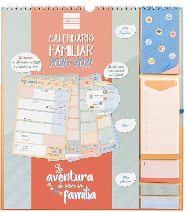 Finocam Calendario De Pared Familiar 16 Meses 2020 2021 Plus 340x380 Mes Vista Aventura Plus Espanol Amazon Es Oficina Y Papeleria smk famila 2021 calendario