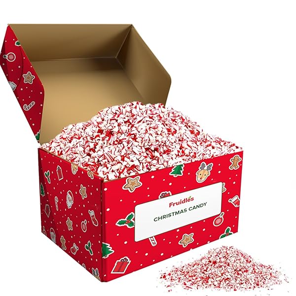 FRUIDLES CRUSHED PEPPERMINT CANDY CANES, CHRISTMAS FLAVOR TOPPINGS, RESEALABLE BAG (HALF-POUND)
