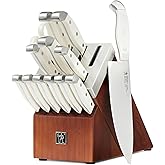 HENCKELS Statement 14 Piece Serrated Self-Sharpening Knife Block Set, White - Razor Sharp, Durable, Professional Chef's Knife