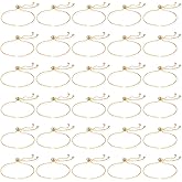 30pcs Slider Bracelet for Jewelry Making Gold Adjustable Bracelet Chains for DIY Jewelry Making Bracelets Extender Chains with Rhinestones Ends for Women DIY Bracelets Gold