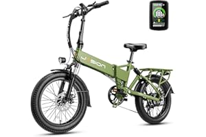 Jasion EB7 2.0 Electric Bike for Adults, 1200W Peak Motor 28MPH Max Speed Folding Ebike, 48V 10AH Removable Battery, 20" Fat Tire with Dual Suspension, 7-Speed Electric Bicycles, UL Certifiled