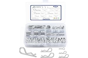 JOVLALIS Cotter Pins, 220 PCS R Clips Heavy Duty Zinc Plated Cotter Pin Spring Fastener Assortment Kit, R Clips Assortment Kit, Zinc Plated Spring Fastener Assortment Kit for Hitch, Lawn Mower, Truck