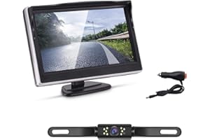 Backup Camera System Kit,IP68 Waterproof Car Camera LED Light Night Vision HD Back Up Camera for Car/SUV/Taxi/Mini Pickup (5.