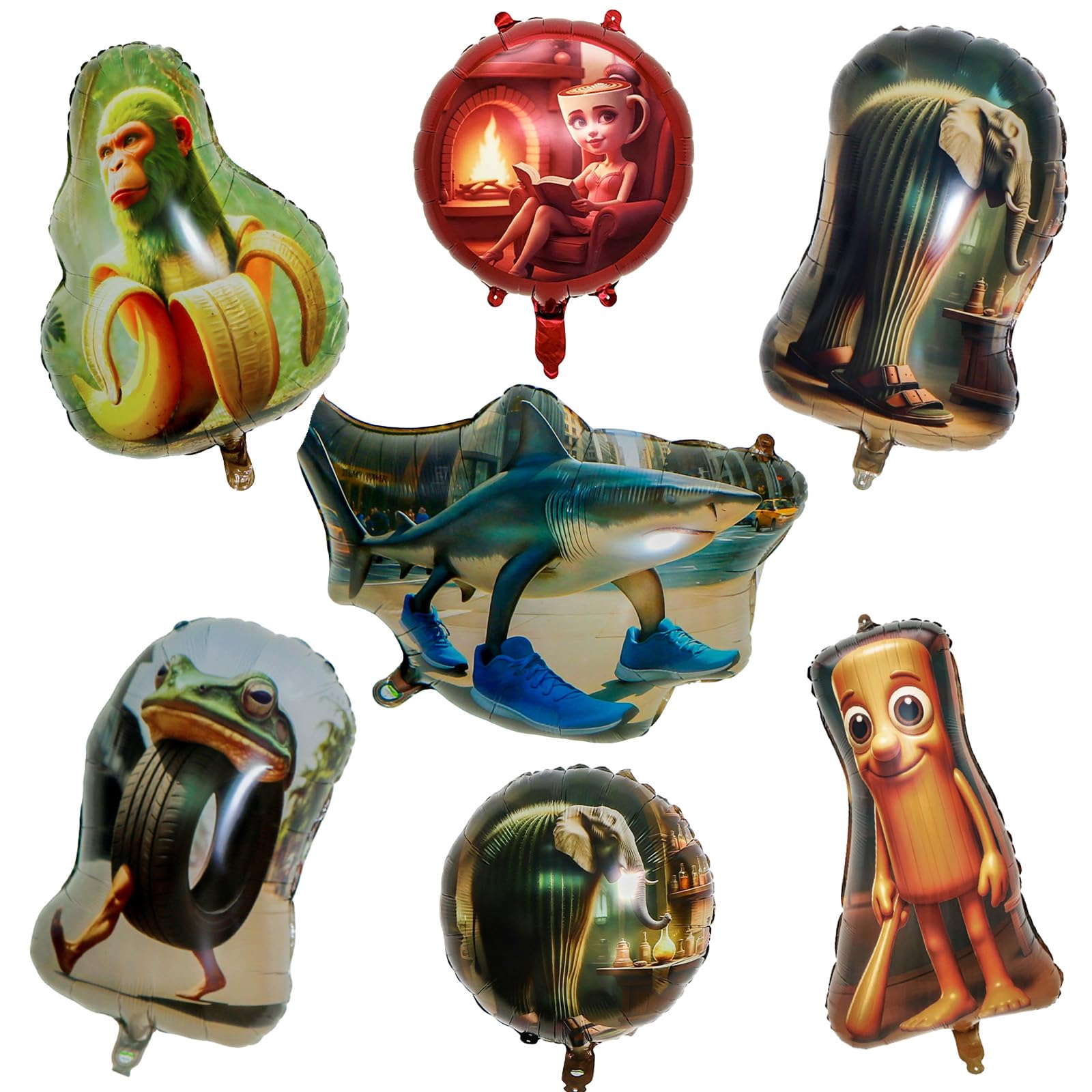 Tung Tung Tung Sahur Birthday Decorations for Girls Boys- Kids Party Decorations Brain-rot Foil Balloons Anime Happy Birthday Balloons Latex Balloon for Kids Theme Party Supplies Decorations