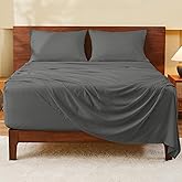 GOKOTTA 4-Pcs King Size Sheets Set, 18"-21" Extra Deep Pocket, Non-Slip Elastic Corner Straps, Brushed Microfiber Polyester, Ultra Soft, Hotel Luxury, Breathable, Wrinkle-Free, Anti-Rip - Dark Grey