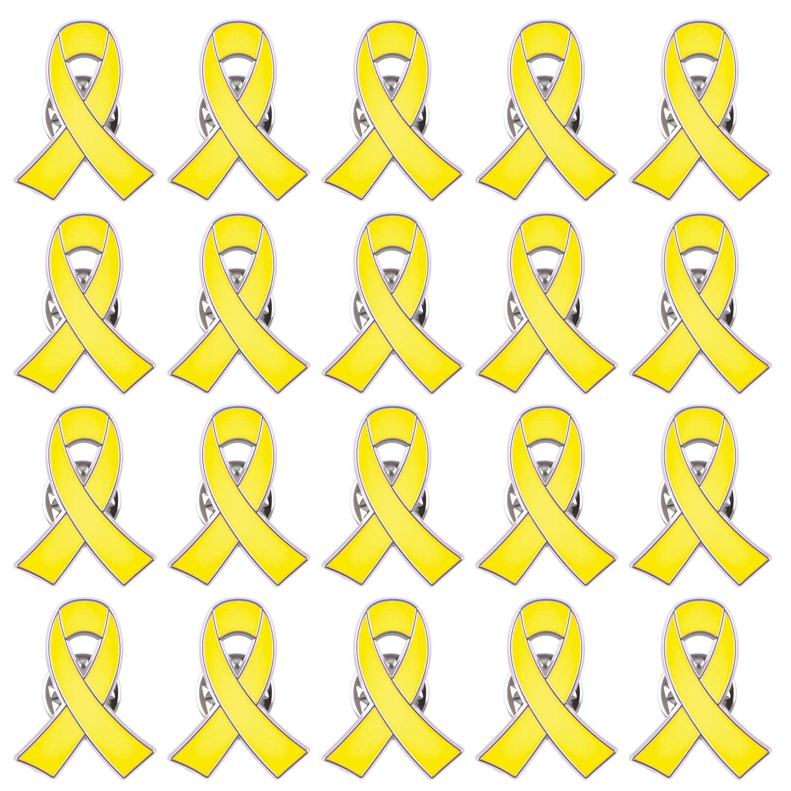 WANDIC 20 Pcs Yellow Ribbon Pins,Childhood Cancer Awareness Badges Metal Enamel Brooches Hope Jewelry Pins for Charitable Activities