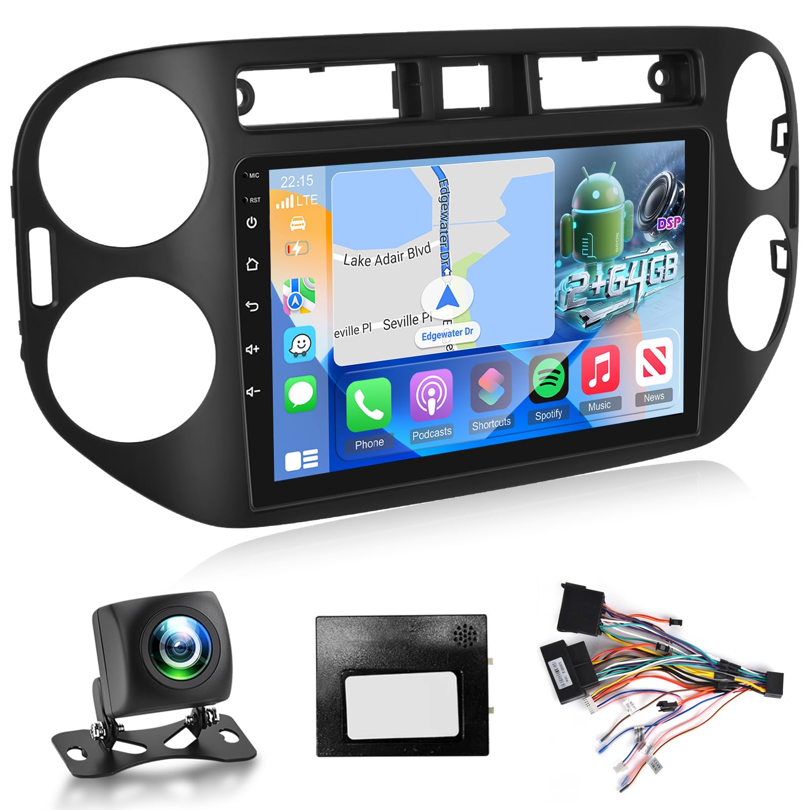 Photo 1 of *UNTESTED*
NHOPEEW Android Radio for VW Tiguan 2006-2016 with Backup Camera, [2+64G] 9 inch Touchscreen GPS Navigation VW Radio - Wireless Carplay & Android Auto, DSP, WiFi, Mirror Link + Canbus + Backup Camera