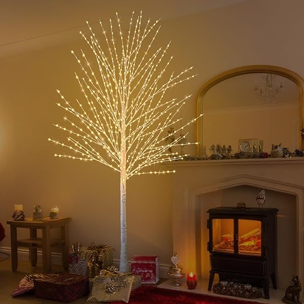 6FT LIGHTED BIRCH TREE, BIRCH TREE WITH 880 LED LIGHTS, 8 TWINKLING MODES AND TIMER, DIMMABLE, TWINKLE CHRISTMAS TREE FOR INDOOR OUTDOOR HOME PARTY GARDEN WEDDING DECORATIONS