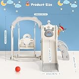 Krovtoy 6-in-1 Toddler Playground Elk Slide Swing Set Baby 1-3 Years Beige Grey view 3