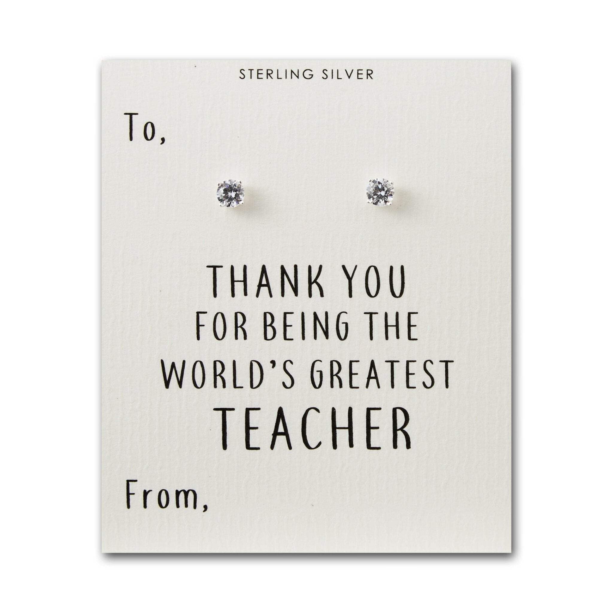 Philip Jones Sterling Silver World's Greatest Teacher Crystal Earrings