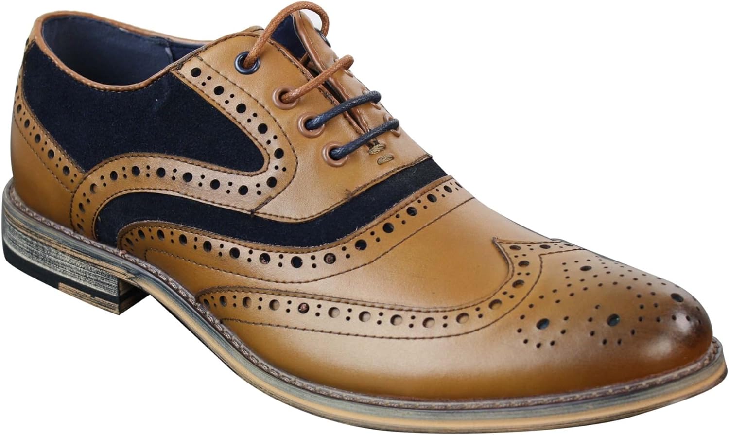 Mens Real Leather &amp; Suede Laced Gatsby Brouges Smart