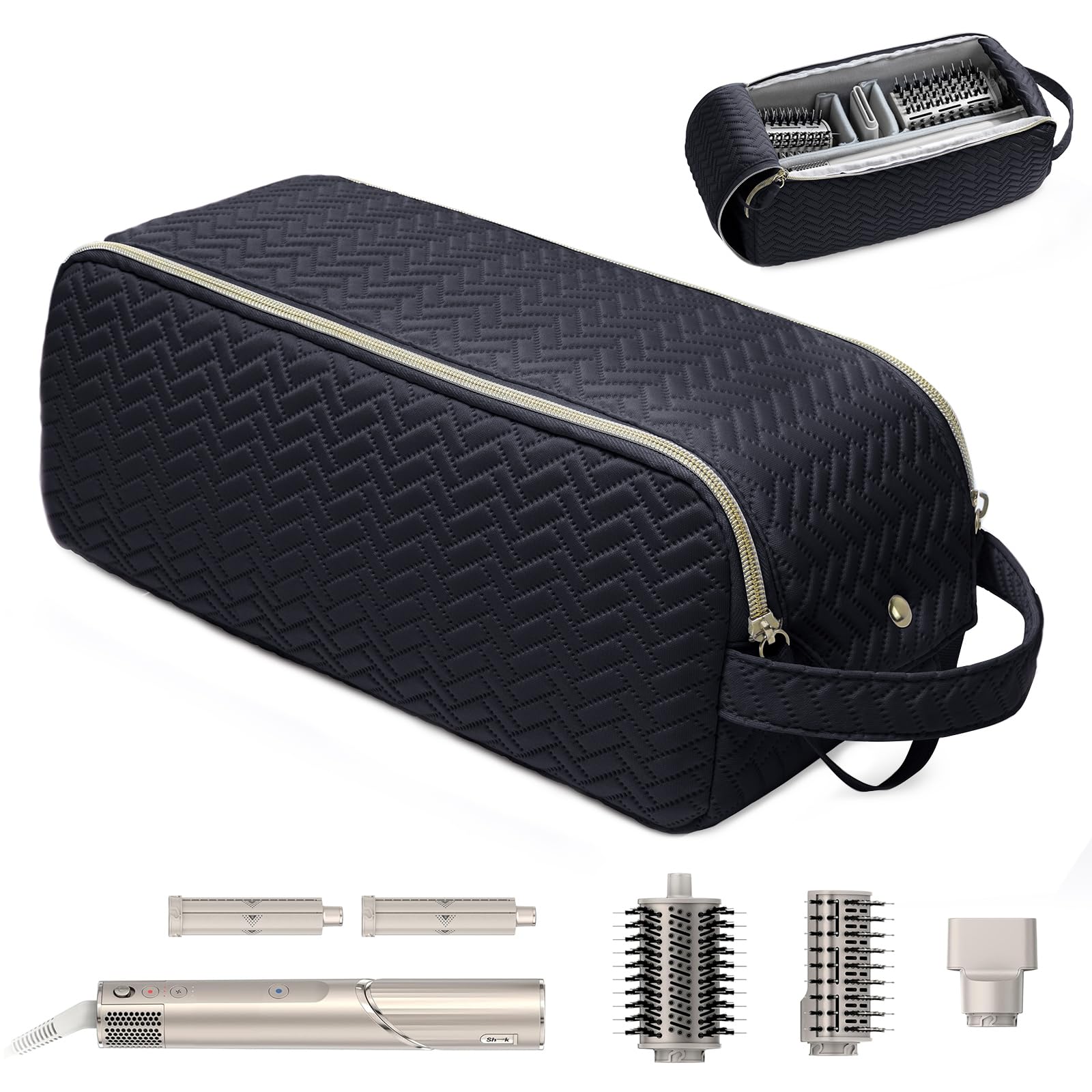 Photo 1 of ELCUPA Large Hair Tools Travel Bag Compatible with Shark FlexStyle, Revlon & Dyson | Hair Dryer Brush Organizer, Flat Iron, Curling Iron, Makeup & Cosmetic Bag for Travel Essentials