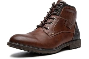 AMAPO Men Oxford Boots,Buckle Dress Boot for Men,Casual Men Boots Lace-Up Side Zipper