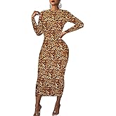 Women's Long Sleeve Bodycon Dress - Midi Casual Club Party Long Fitted Tight Fall Dresses