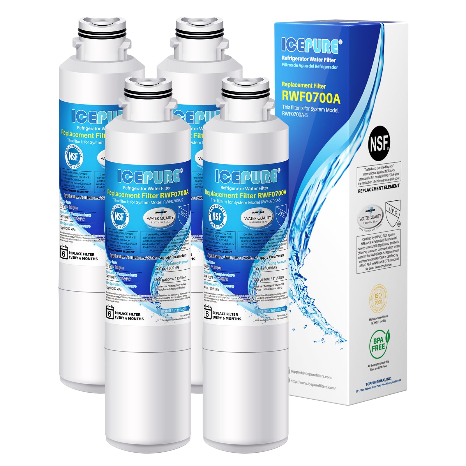 Photo 1 of ICEPURE DA2900020B Refrigerator Water Filter Replacement for Samsung DA2900020A, HAF-CIN/EXP, HAFCIN, KENMORE 469101, RF23J9011SR, RF28HFEDBSR, RF4267HARS, RF28HMEDBSR, DA29-00020B-1, 4PACK