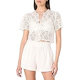 The Drop Womens Doca Lace Tie Front Top with Scallop Detail