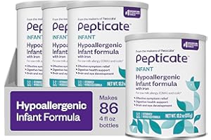 NUTRICIA PEPTICATE Pepticate Baby Formula, Hypoallergenic Powdered Infant Formula for Cow Milk Allergy, with Omega 3 DHA, ARA, Iron & Prebiotics, 13.2oz (Pack of 4)