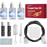 10 Pieces Trumpet Cleaning Kit, Brass Care Set for Trumpet Maintenance | 3 Pieces Trumpet Valve Oils, 2Pcs Cork Grease, Flexible Bore Brush and Cleaning Cloth