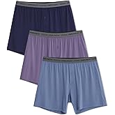 DAVID ARCHY Moisture Wicking Viscose Men's Boxers Silky Soft and Breathable Boxers for Men with Button Fly 3 Pack