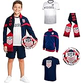 Icon Sports US Soccer Federation Ultimate Fan Pack: Soccer Ball, Scarf, Shirts & Jacket 5-Piece Value Set - Unisex Kids