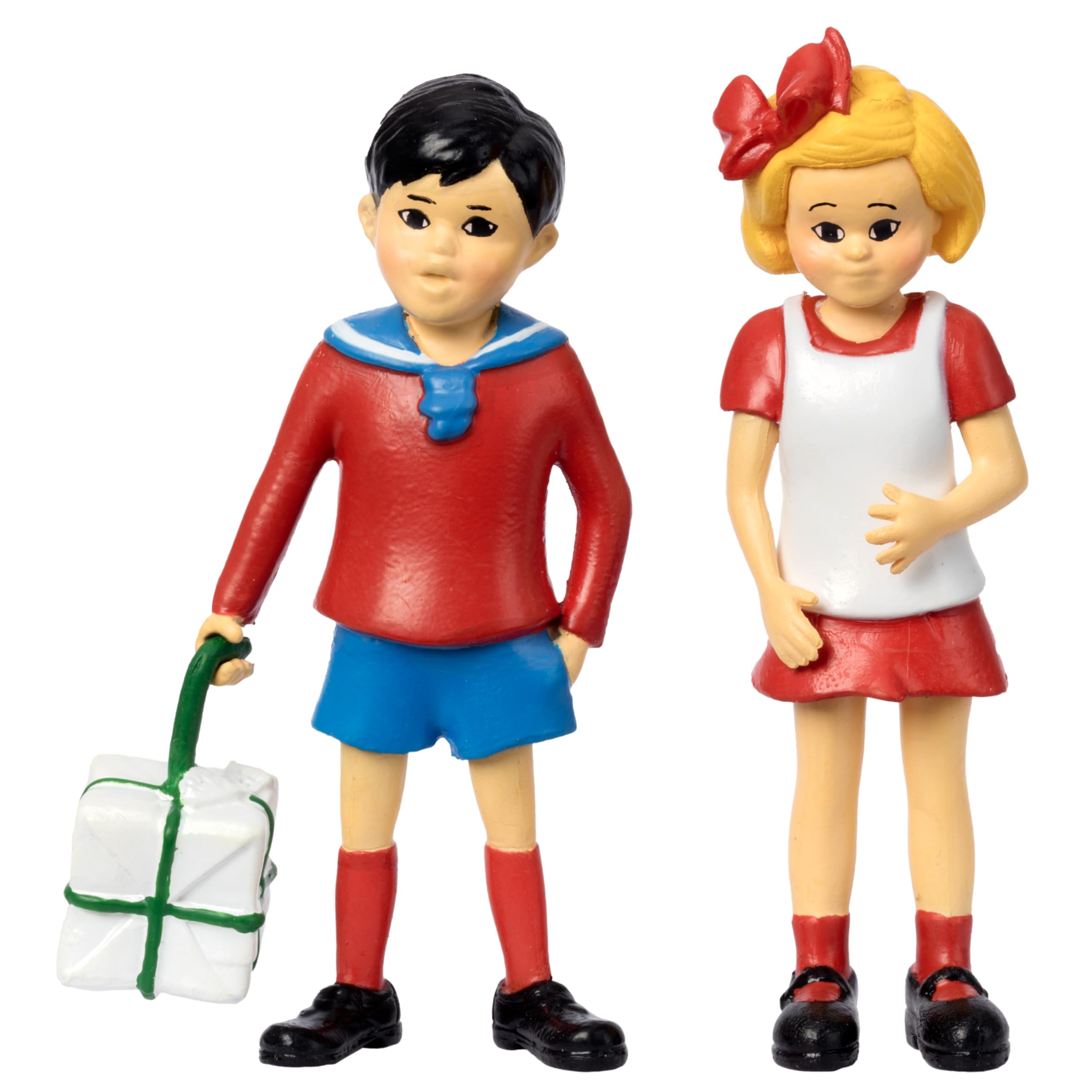 PIPPI LONGSTOCKING TOYS – Tommy & Annika Toy Doll Set Action Figures, Fun Plastic Kids Dolls House People, Dollhouse Miniature People Figures, Officially Licensed in Sweden, 3-Pcs, 80mm, Ages 3-12