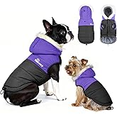 Dog Winter Coat with Hood, Fleece Lined Waterproof Dog Jacket,Warm Snowsuit for Small Medium Dog