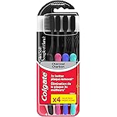 Colgate Slim Soft Full Size Toothbrush with Charcoal (4 Pack) - 3x Better Plaque Remover, Soft Bristle Toothbrush for Effecti