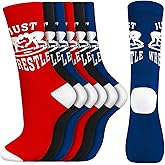 Suhine 6 Pairs Wrestling Socks Athletic Mid Calf Woven Wrestle Socks Wrestling Gifts for Adult Men Women Wrestler Team Gifts