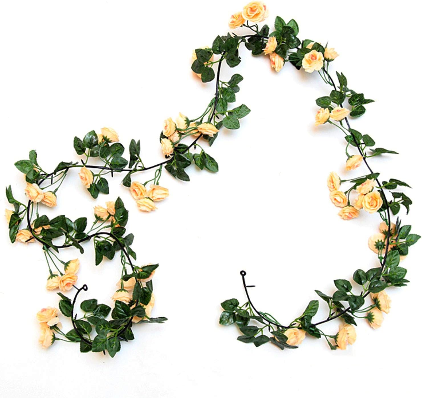 69 Heads Mini Rose Artificial Flowers for Wedding Decor Simulation Flowers Bouquet Rose Vine Rattan Garland Wall Hanging Decor,Champagne