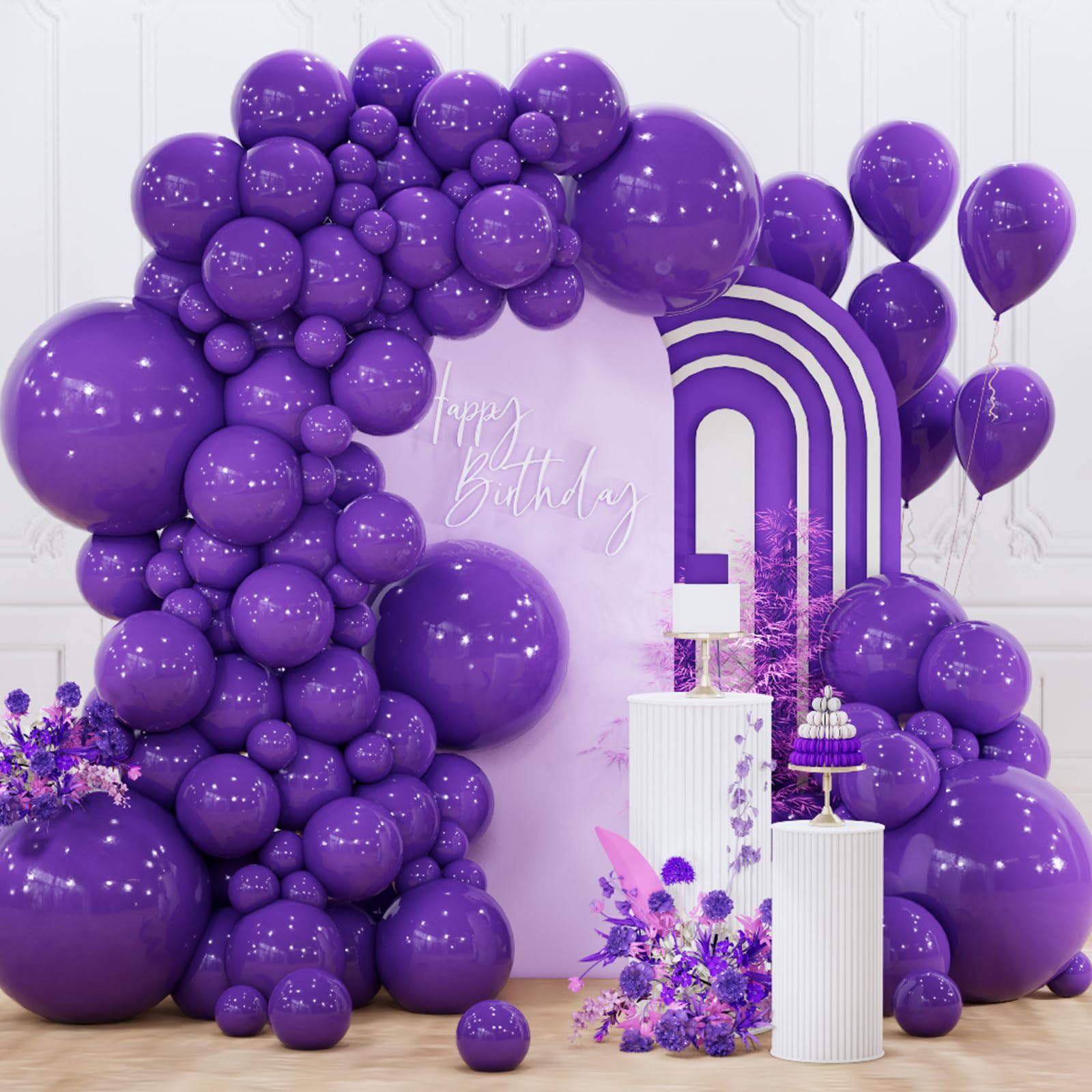 Photo 1 of PartyWoo Dark Purple Balloons 130 pcs Purple Balloons Different Sizes Pack of 18 12 10 5 Inch Purple Balloon Arch Kit Balloon Garland for Birthday Halloween Graduation Party Decorations Purple-Y16