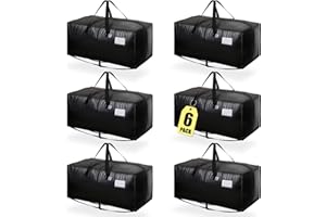 AlexHome Moving Bags Heavy Duty,Extra Large Packing Bags for Moving,Reusable Plastic Moving Totes,Clothes Storage Containers,Moving Supplies Bins,Compatible with Ikea Frakta Cart (Black,Set of 6)