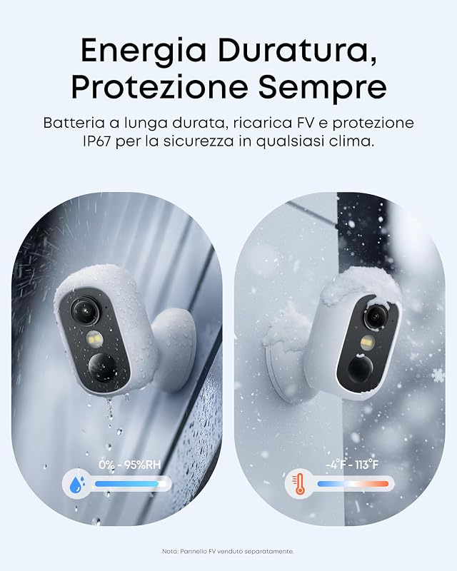 eufyCam C35 Telecamere Wireless per Int/Est, Montaggio Magnetico, Vista Notturna a Colori, Memoria Locale, Nessun Costo Mensile, IP67, Riconoscimento Viso, Supporto Pannello FV, Bianco